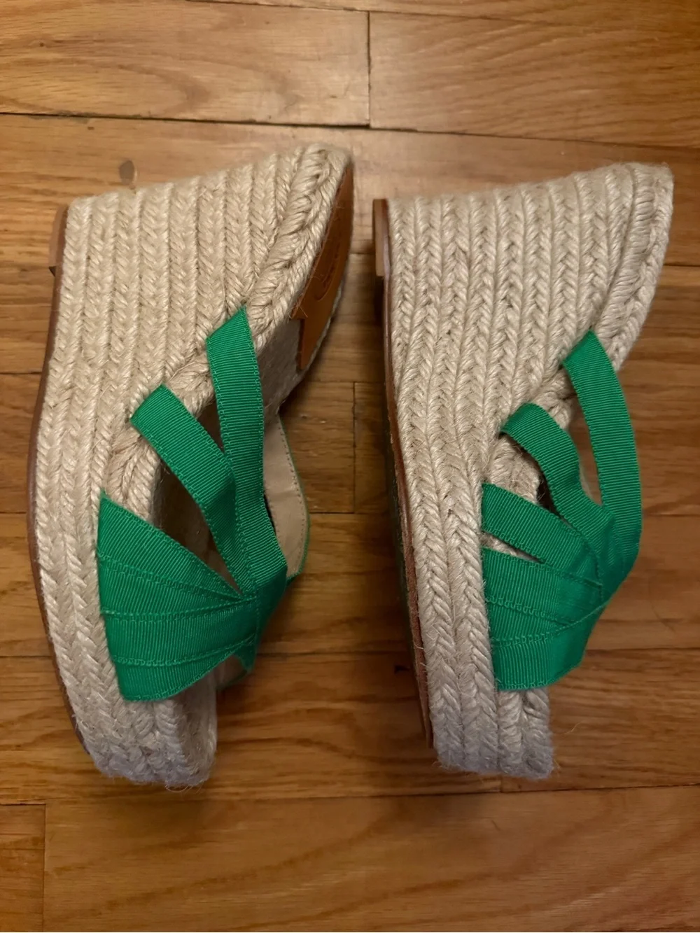 Stubbs & Wootton Emerald Green Espadrille Wedge Sandals